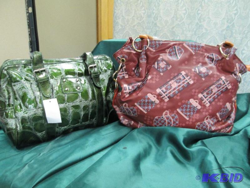 lot 107 image: Qty 2 Purses Govali Dark red with different k...