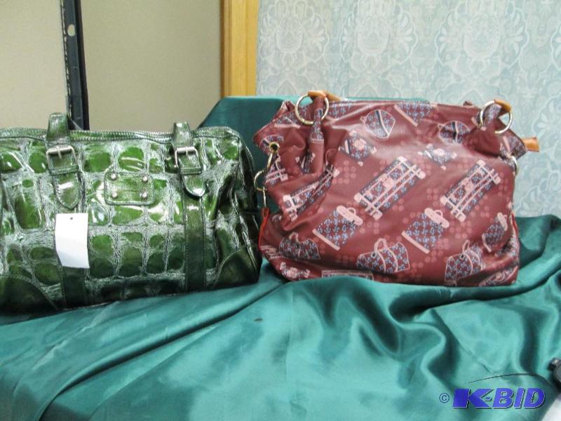 lot 108 image: Qty 2 Purses Govali Dark red with different k...