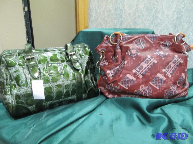 lot 109 image: Qty 2 Purses Govali Dark red with different k...