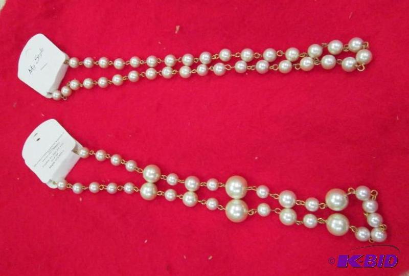 lot 115 image: Qty 2 white pearl necklace...