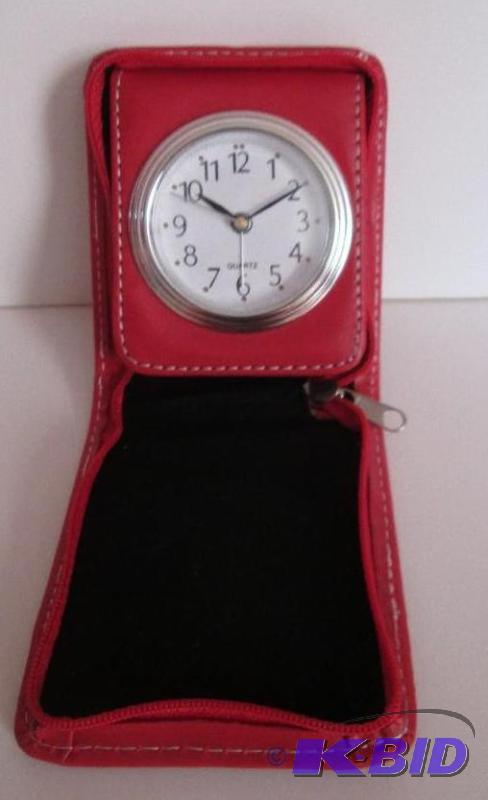 lot 122 image: Quartz no(0) jewels unadjusted clock in red c...