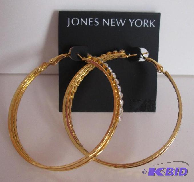 lot 149 image: Jones New York gold colored diamond twist hoo...