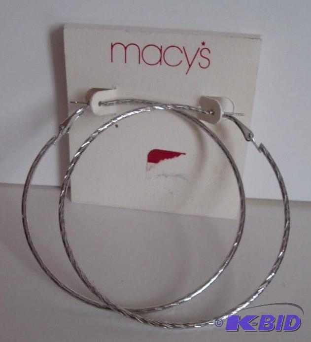 lot 185 image: Macys sliver twist hoop earrings...