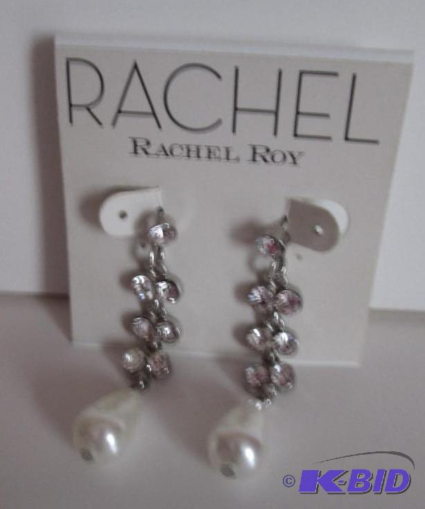 lot 186 image: Rachel Roy diamond and pearl bead earrings re...