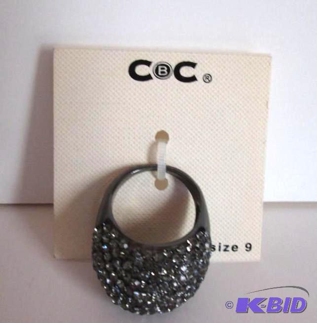 lot 188 image: CBC black rinesstone ring size9 retail price...
