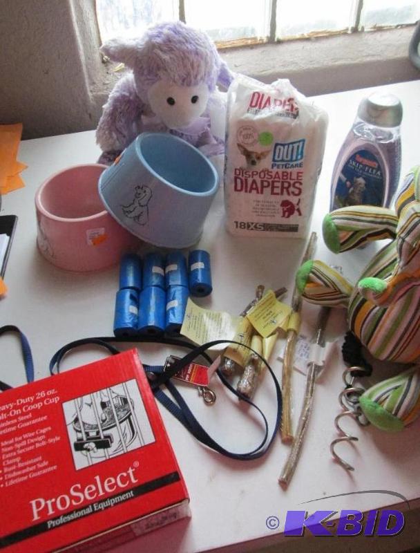 lot 223 image: mixed lot of dog suppies including dog bags, ...
