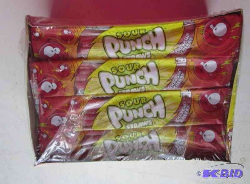 lot 238 image: 24 pack of Chargin Cherry sour punch straws...