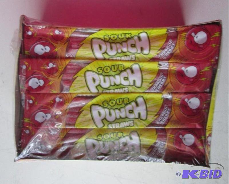 lot 240 image: 24 pack of Chargin Cherry sour punch straws...