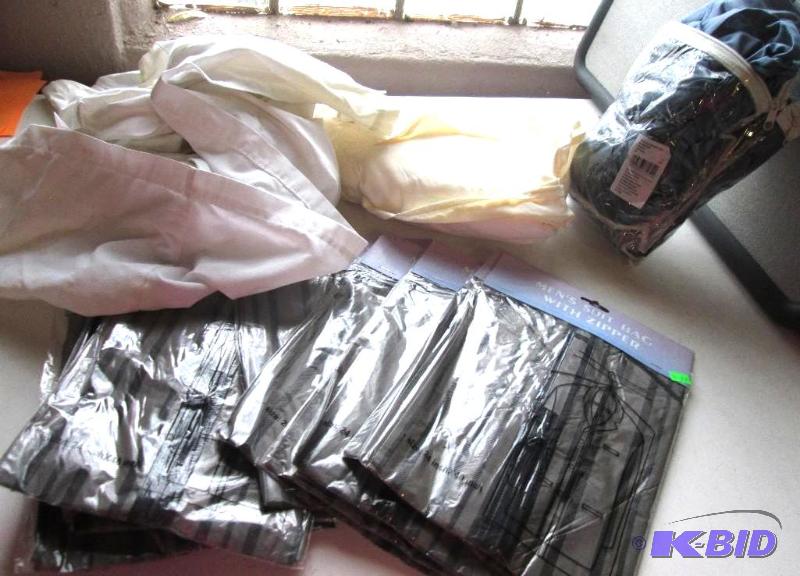 lot 242 image: Mens suit covers with bedsheets...