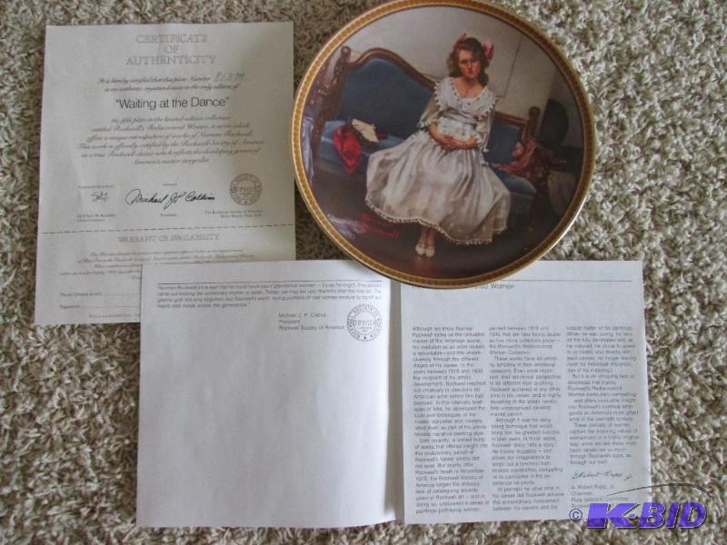 lot 290 image: Norman Rockwell collector plate, Waiting At T...