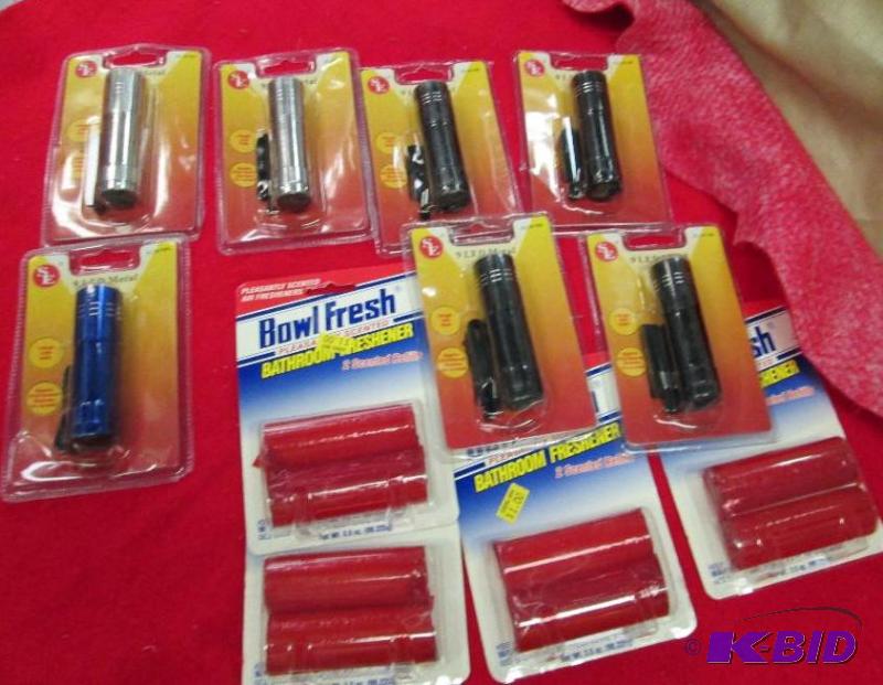 lot 3 image: Qty 11- 9 led Metal flash lights and Bowl fre...