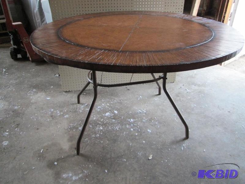 Cast Poly Resin thick table top on metal fram...