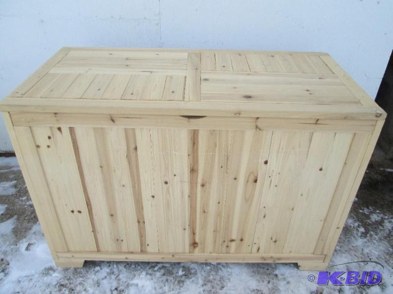Brand new large wood outdoor deck storage box...