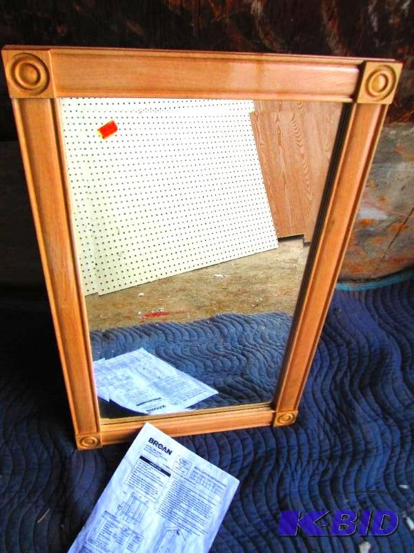 Mirrored bathroom medicine cabinet with wood ...