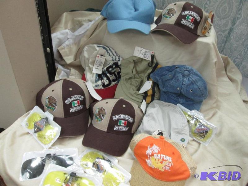 lot 120 image: caps misc mens caps, clip on shades...