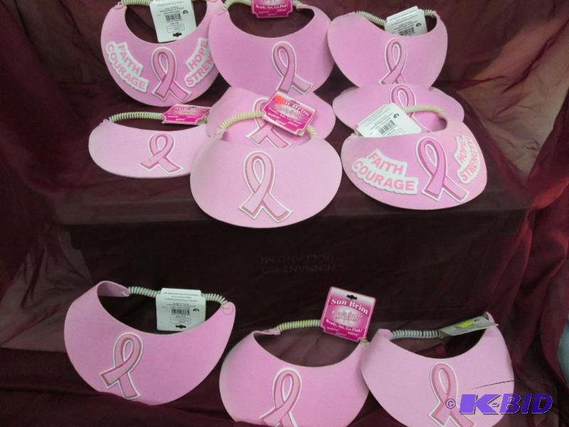 lot 121 image: pink brest cancer sun brim hats qty 11...