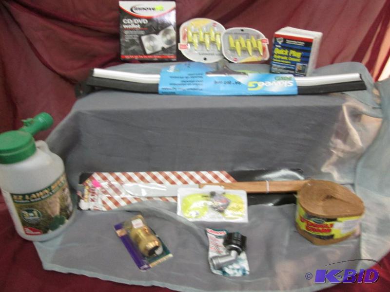 lot 132 image: quick plug cement, 24 inch floor squeege, law...