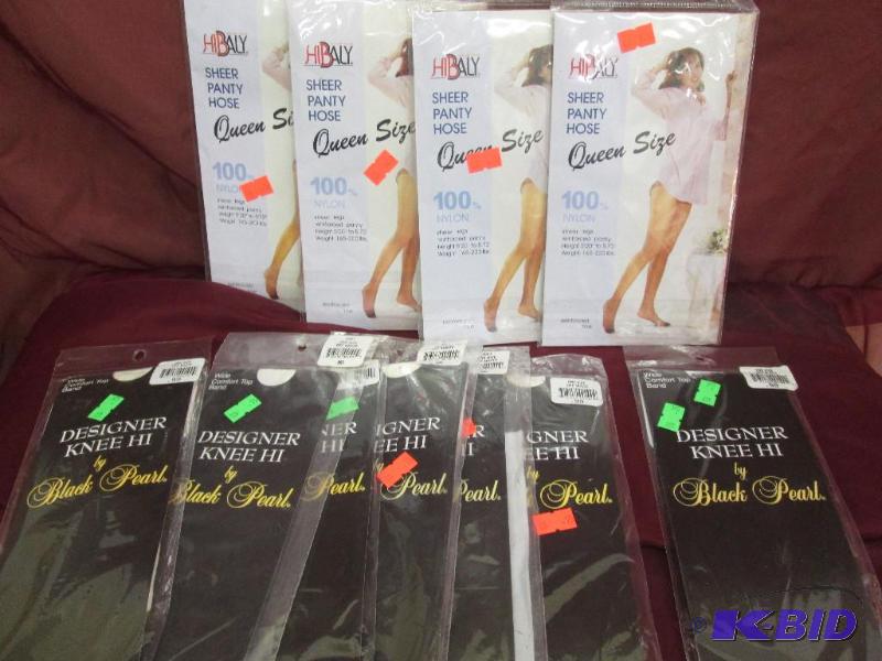 lot 135 image: 6 pair wide band knee high tights and 4 pair ...
