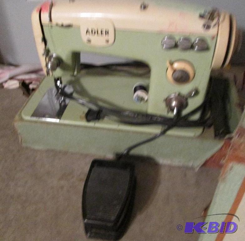 lot 150 image: Vintage Adler sewing machine with hardshell c...