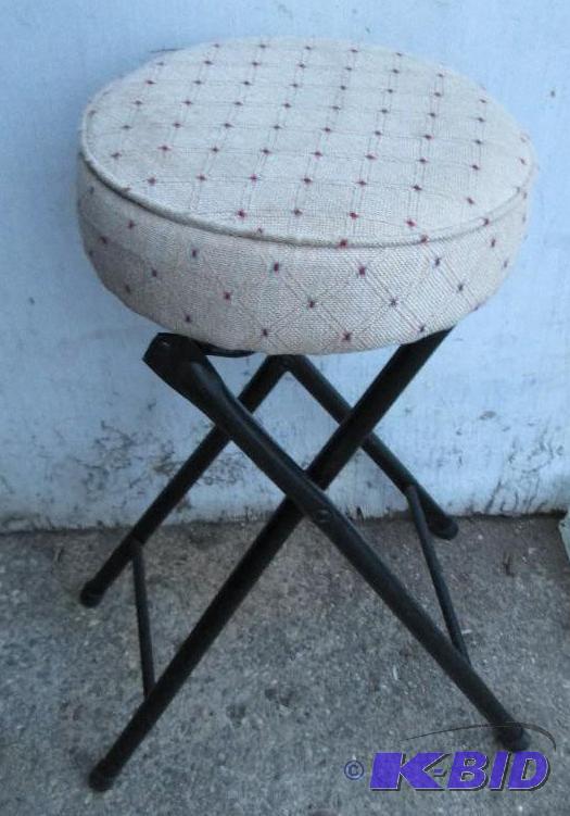 lot 151 image: Folding stool with padded top and metal legs...