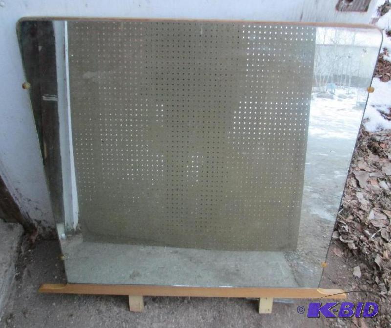 lot 156 image: Vintage mirror on a wood back that could go o...