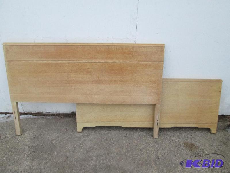 lot 158 image: Solid wood vintage head and footboard for a b...