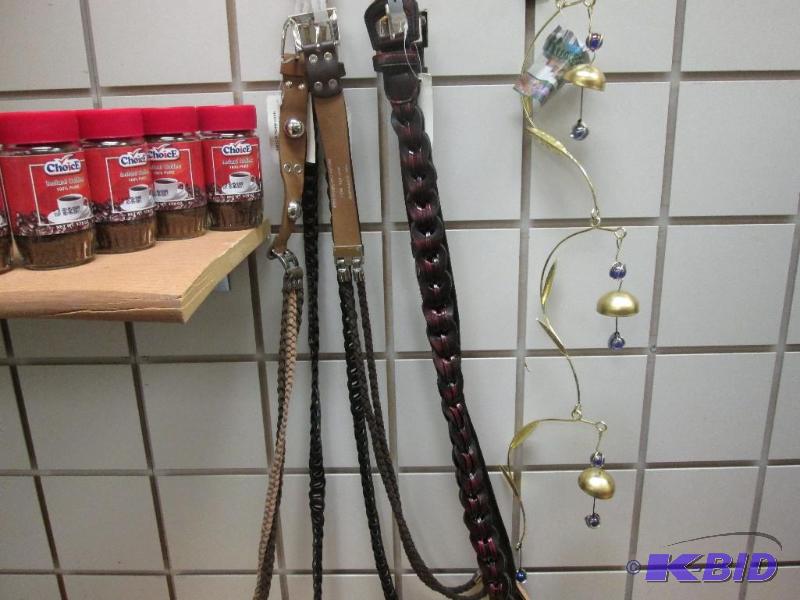 lot 209 image: belts size large, wind whime and instant coff...