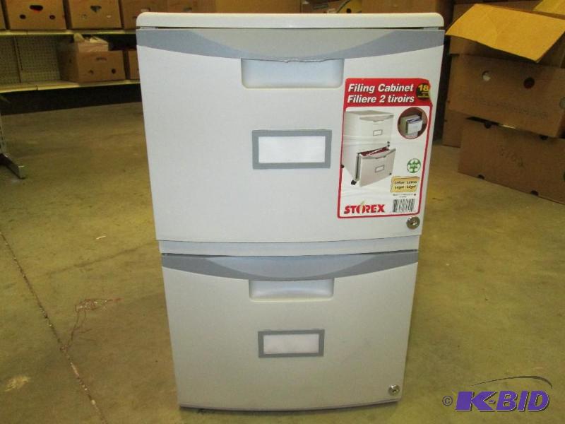 lot 218 image: two drawer locking file cabnet with wheels. H...