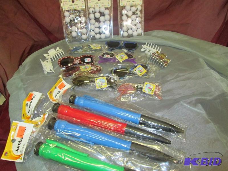 lot 223 image: kids sunglasses jumbo pens, hair clips,...