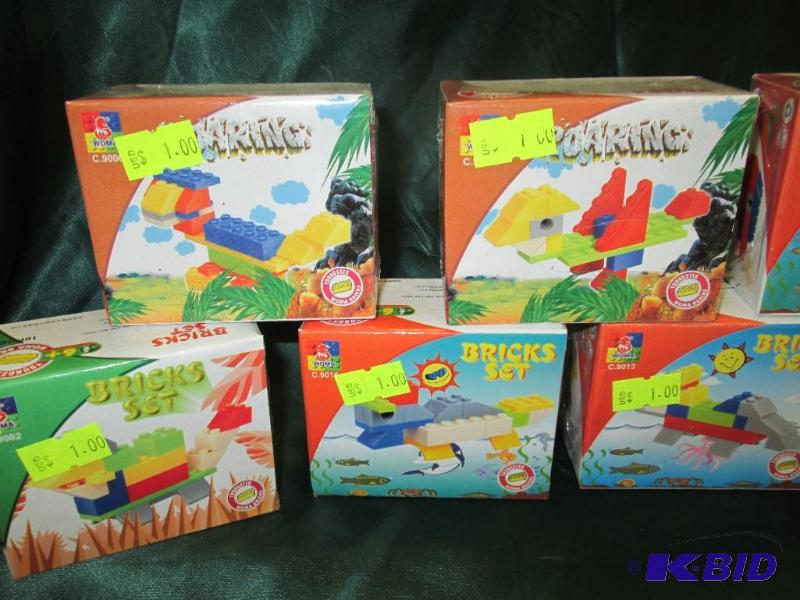 lot 244 image: woma building bricks set. Qty 18 boxes...