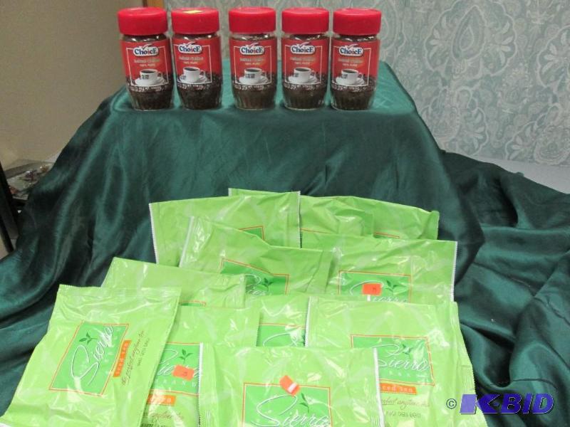 lot 254 image: instant coffee and tea packages...