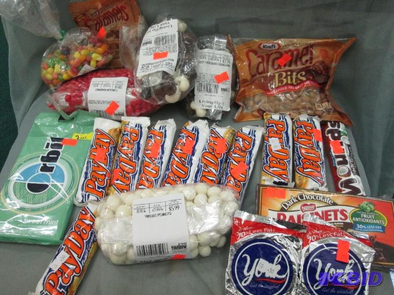 lot 284 image: caramel bits, payday candy bar, orbit gum, yo...