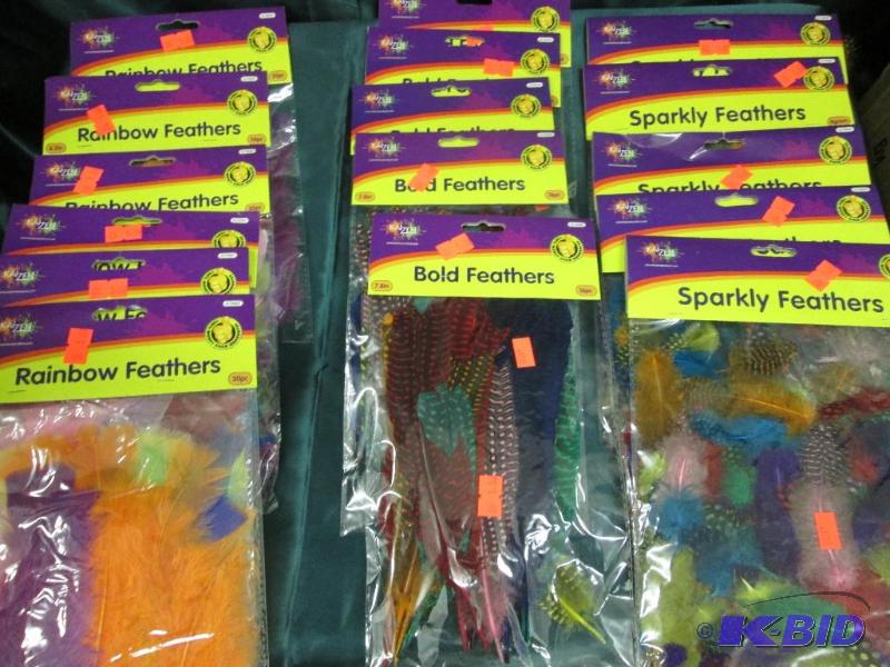 lot 330 image: craft feathers. Sparkly, bold and rainbow col...