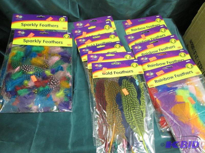 lot 331 image: craft feathers. Sparkly, bold and rainbow col...