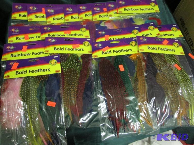 lot 334 image: craft feathers., bold and rainbow colors...
