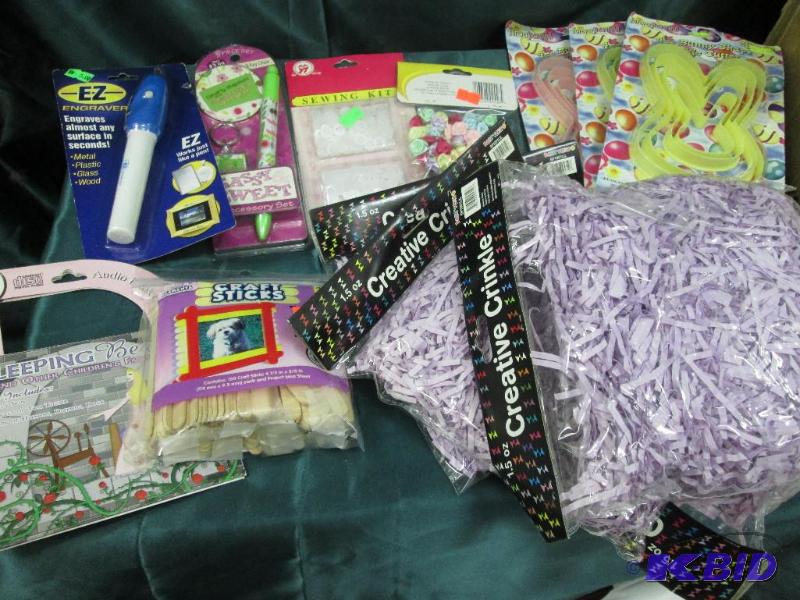 lot 335 image: creative crinkle 4 pkgs, craft sticks, button...