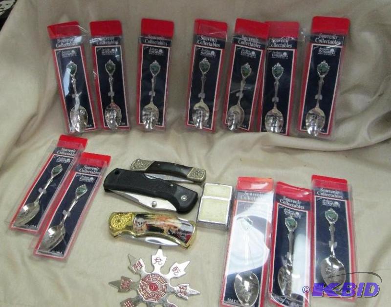 lot 45 image: 12-Souvenir Spoons with Minnesota on them, Me...