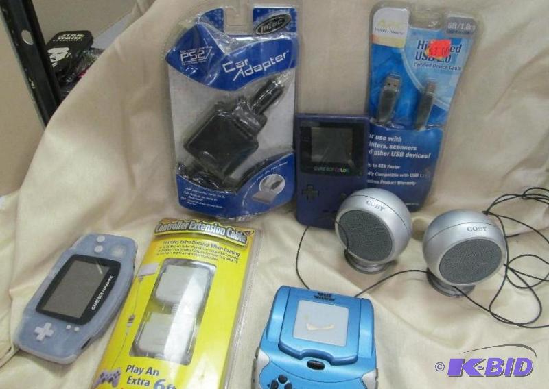 lot 47 image: Space invaders, Coby small speakers, Game boy...