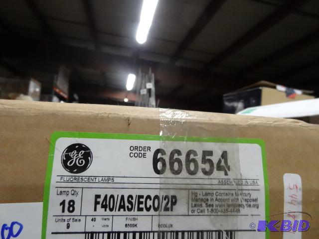 lot 100 image: New case of GE brand fluorescent light bulbs....