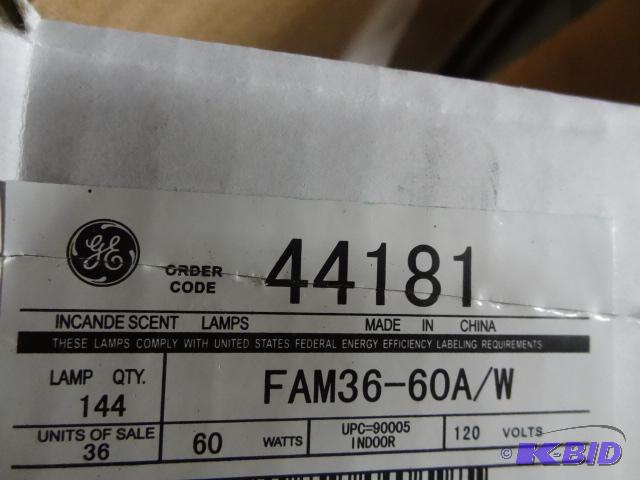lot 102 image: New case of GE brand incandescent light bulbs...