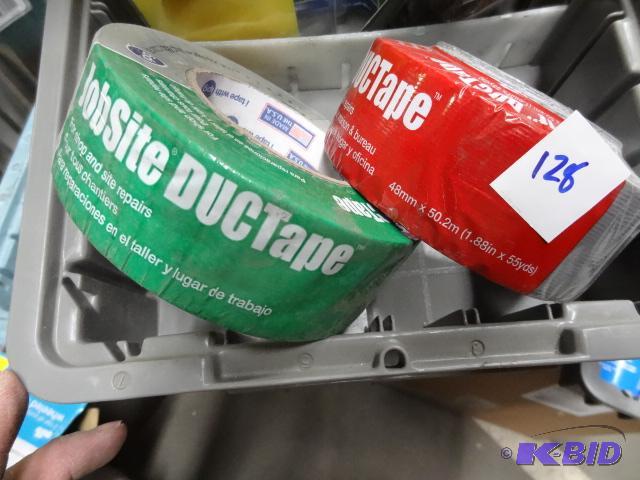 lot 128 image: new qty 2 rolls of duct tape. 1 roll job site...