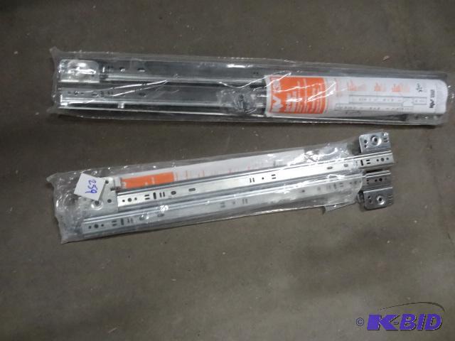 lot 259 image: New qty 2 drawer slide set. 1 16 inch and 120...