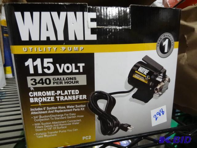 lot 288 image: New in box Wayne brand utility pump. 115 volt...