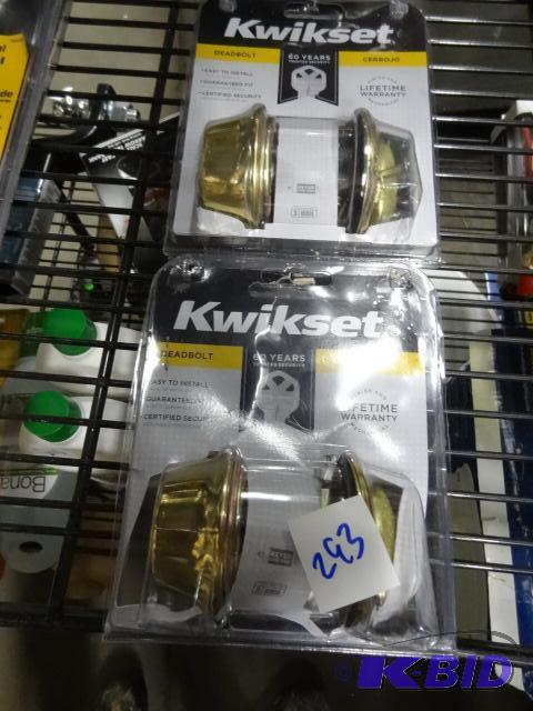 lot 293 image: New 2 piece Kwik set brand dead bolt kits. Li...
