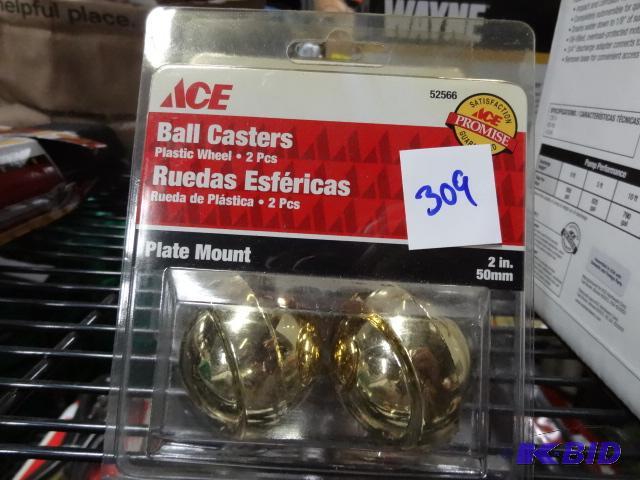 lot 309 image: New quantity 3 pair of ACE brand ball casters...