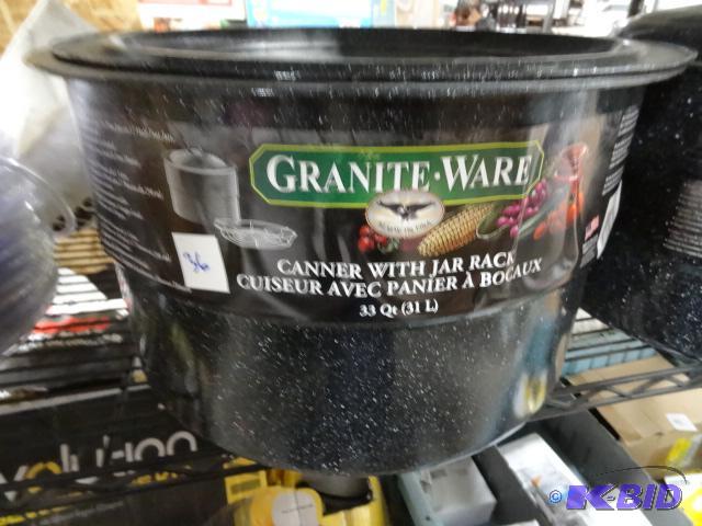 lot 36 image: New granite ware brand 33 quart canner with j...