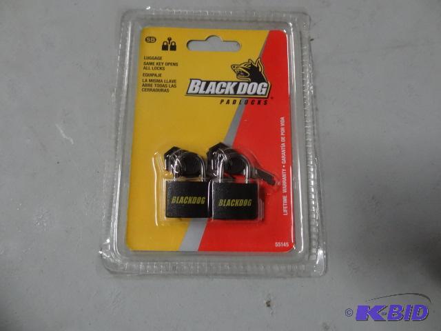 lot 7 image: New Qty 3 - 2 packs of black dog padlocks. Ke...