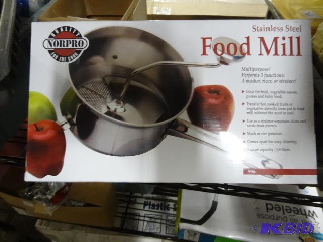 lot 83 image: New Norpro brand stainless steel food mill. M...