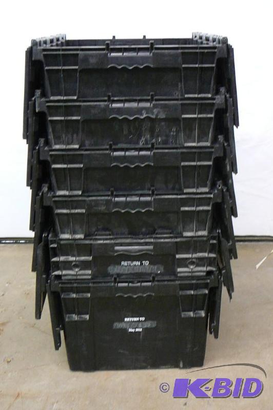 6 Totes with lids 21 wide x 28 Long x 15 Deep...