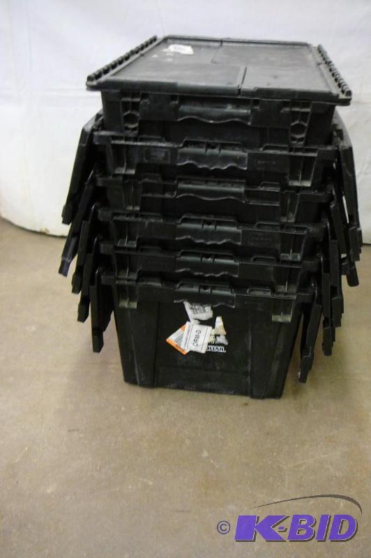 6 Totes with lids 27&quot x 17 wide x 12&quo...